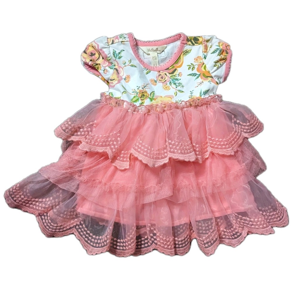 Matilda Jane Pink Floral Tulle Tiered Dress